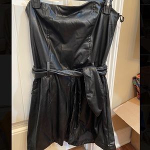 These Three leather strapless romper!